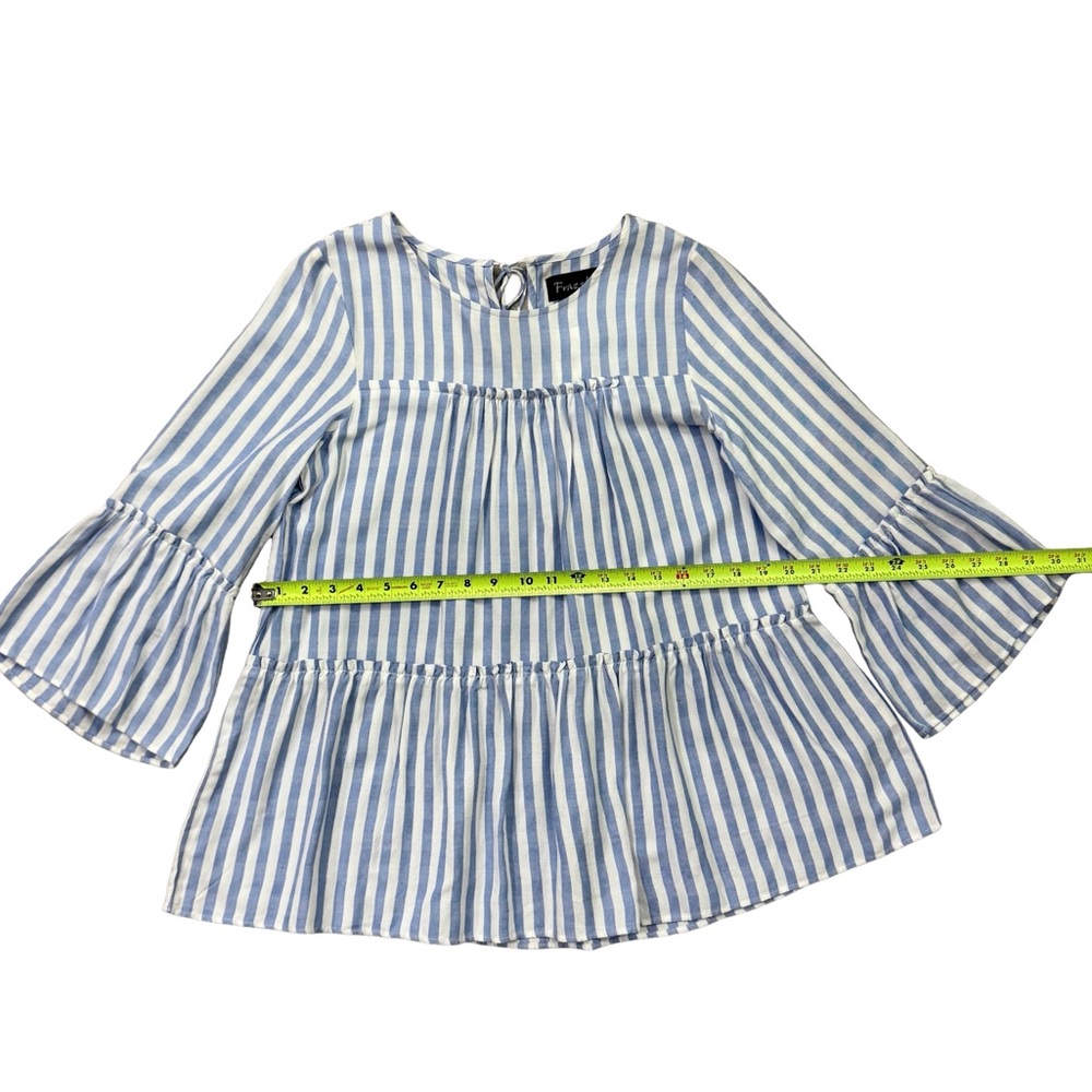 NEW WITH TAGS! Blue & White Striped Tiered Ruffle Tunic Top | Small - Picture 4 of 7